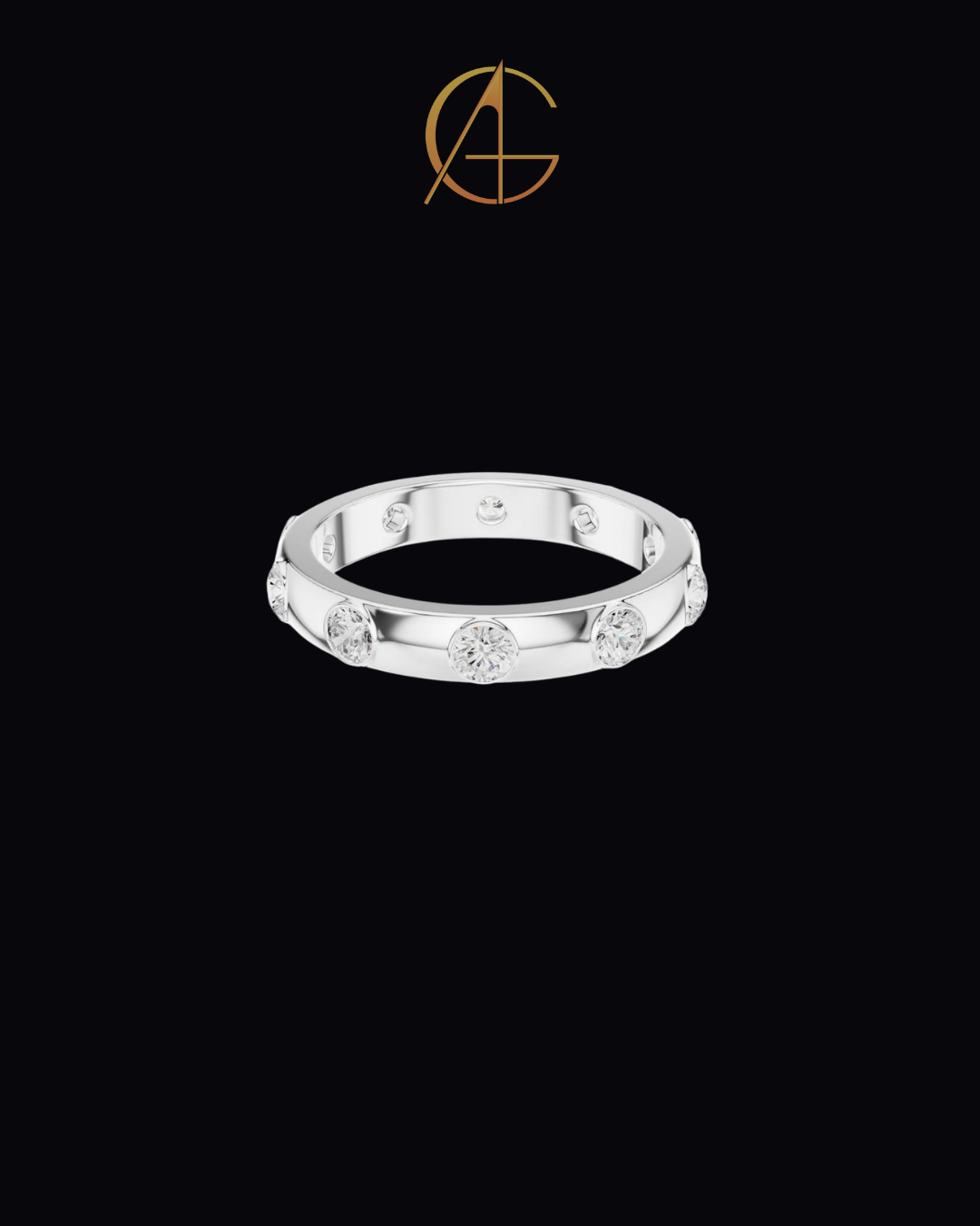 0.80 TCW Minimalist Gold Bezel Set Moissanite Round Cut Diamond Eternity Band For Gift