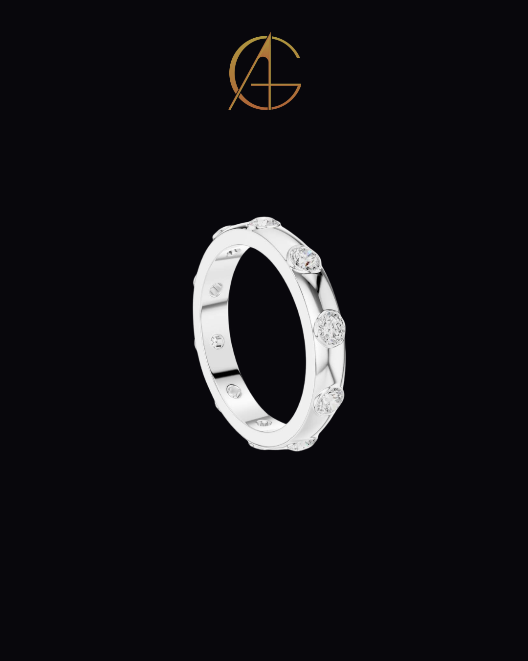 0.80 TCW Minimalist Gold Bezel Set Moissanite Round Cut Diamond Eternity Band For Gift
