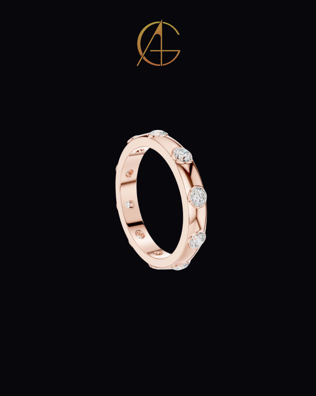 0.80 TCW Minimalist Gold Bezel Set Moissanite Round Cut Diamond Eternity Band For Gift
