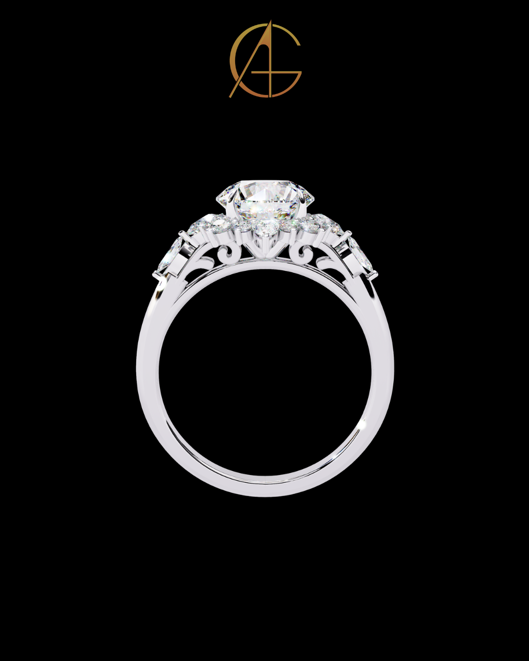 1.67 CT Moissanite Diamond Round Cut Sunburst Halo Ring with Center Luxury Bridal Jewelry