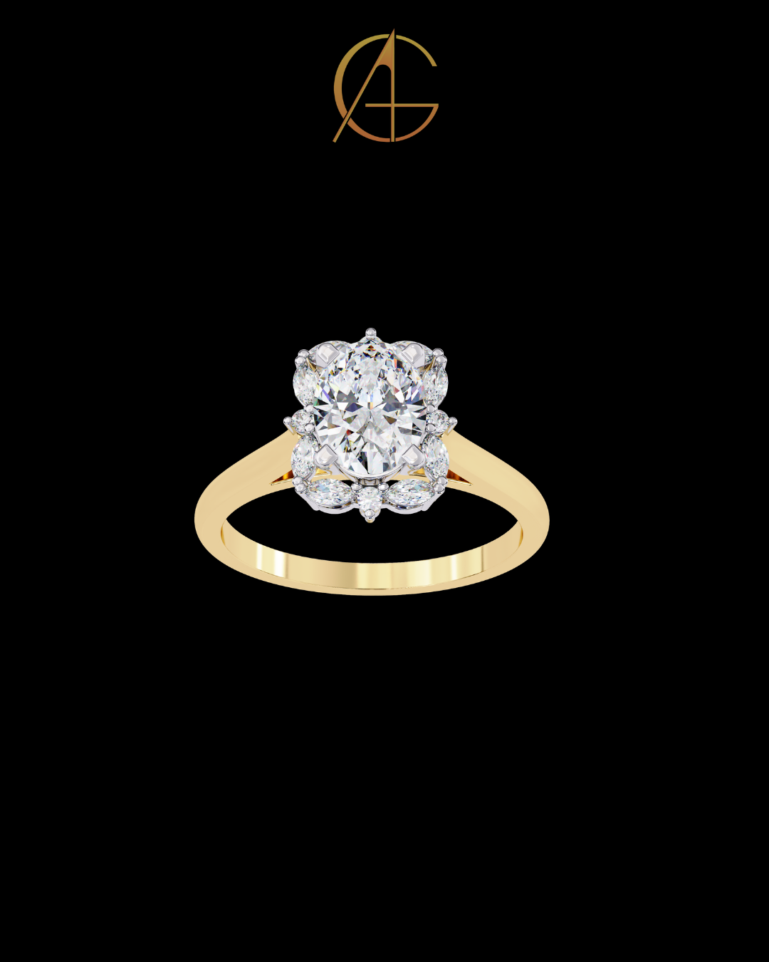 1.29 CT Trendy Oval Cut Cluster Moissanite Diamond Vintage Floral Halo Engagement Ring For Her