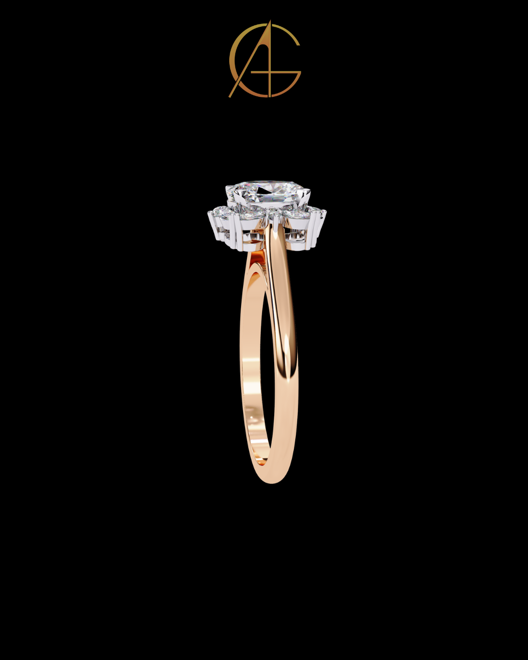 1.29 CT Trendy Oval Cut Cluster Moissanite Diamond Vintage Floral Halo Engagement Ring For Her