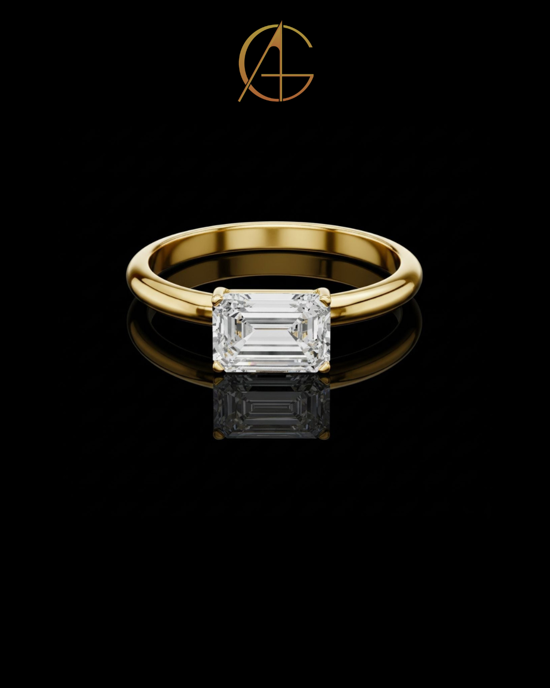 1.00 TCW Artistic Solitaire Moissanite Emerald Cut Ring For Signature Look