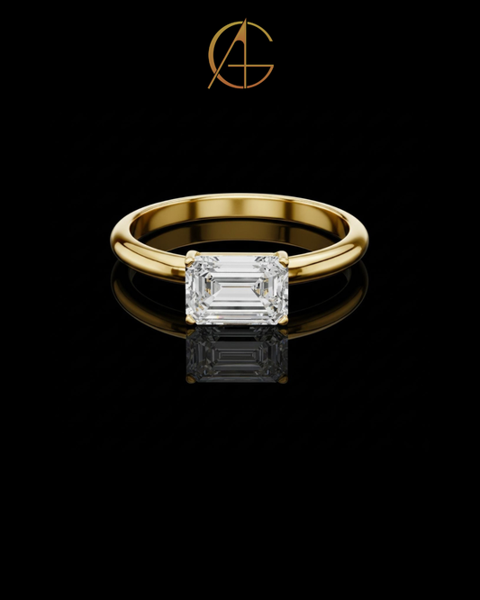 1.00 TCW Artistic Solitaire Moissanite Emerald Cut Ring For Signature Look