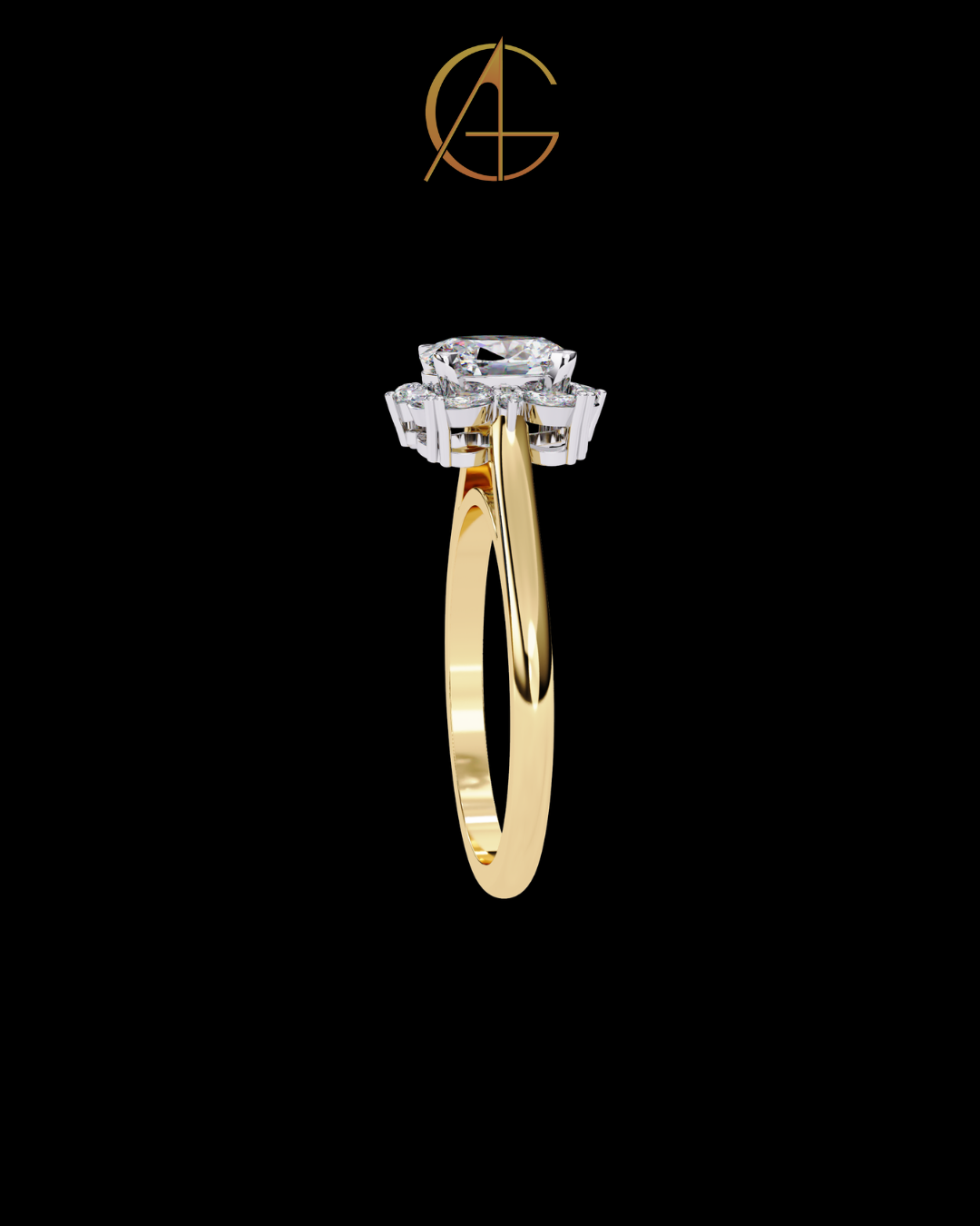 1.29 CT Trendy Oval Cut Cluster Moissanite Diamond Vintage Floral Halo Engagement Ring For Her