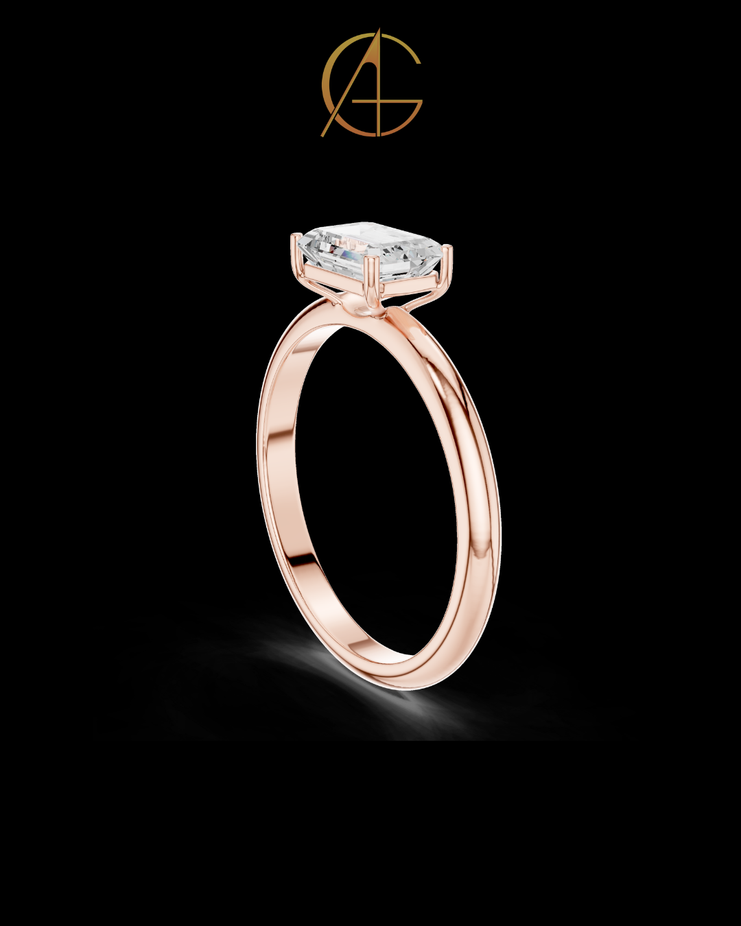 1.00 TCW Artistic Solitaire Moissanite Emerald Cut Ring For Signature Look