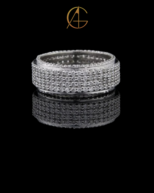 2.07 TCW Opulent Four Row Pave Moissanite Diamond Men’s Eternity Band High Sparkle Ring