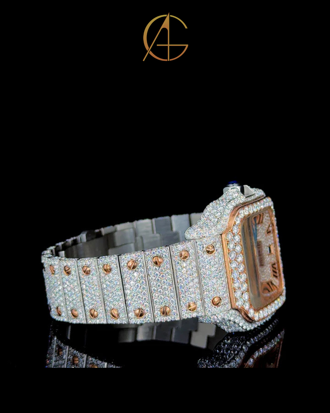 Cartier Rose White With Roman Dial Moissanite Diamond Watch