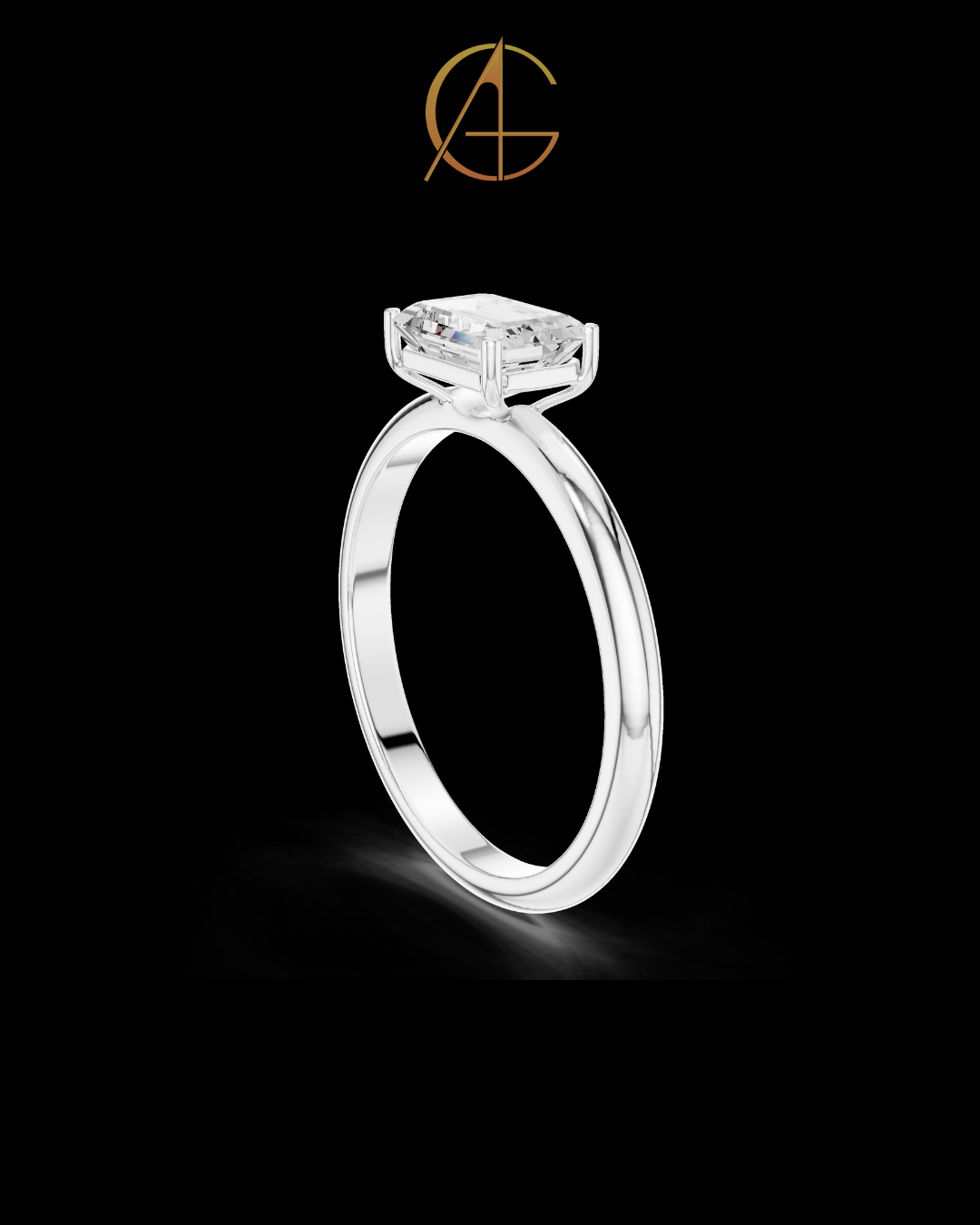 1.00 TCW Artistic Solitaire Moissanite Emerald Cut Ring For Signature Look