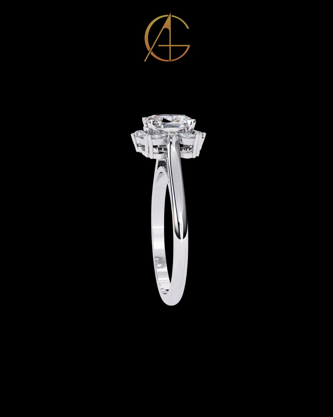 1.29 CT Trendy Oval Cut Cluster Moissanite Diamond Vintage Floral Halo Engagement Ring For Her