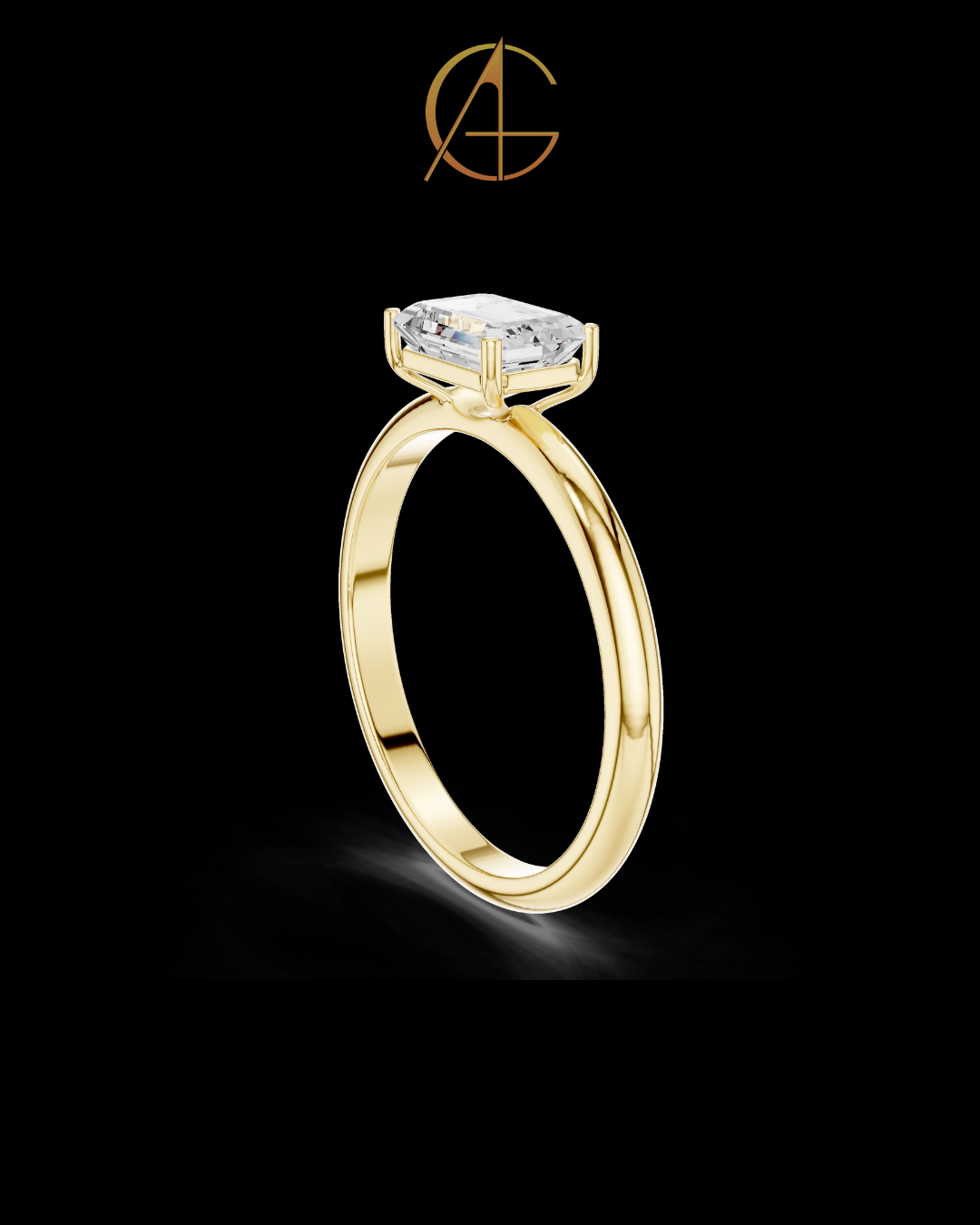 1.00 TCW Artistic Solitaire Moissanite Emerald Cut Ring For Signature Look