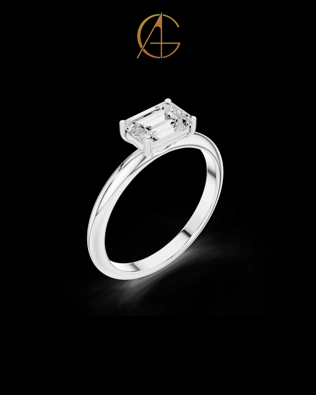 1.00 TCW Artistic Solitaire Moissanite Emerald Cut Ring For Signature Look