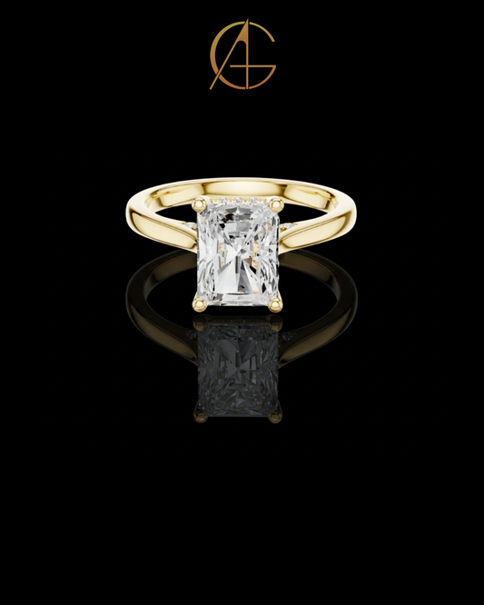 2.47 CT Delicate Radiant Cut Moissanite Diamond Solitaire Engagement Ring in Polished Gold