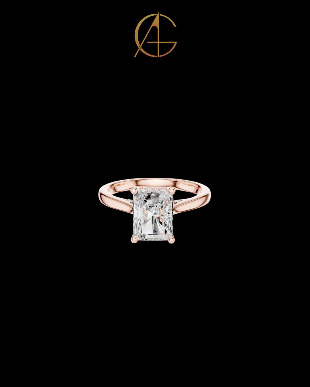 2.47 CT Delicate Radiant Cut Moissanite Diamond Solitaire Engagement Ring in Polished Gold