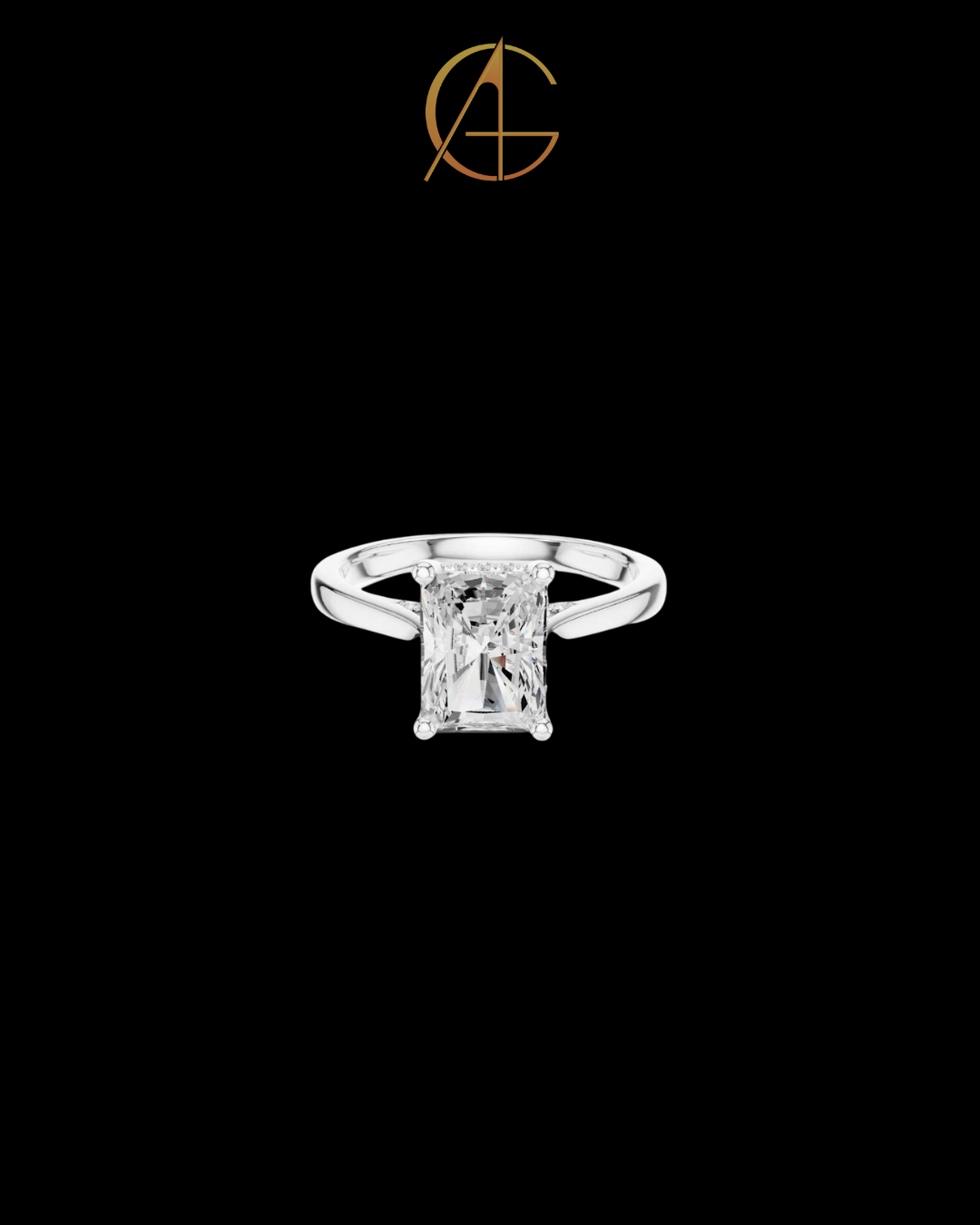 2.47 CT Delicate Radiant Cut Moissanite Diamond Solitaire Engagement Ring in Polished Gold