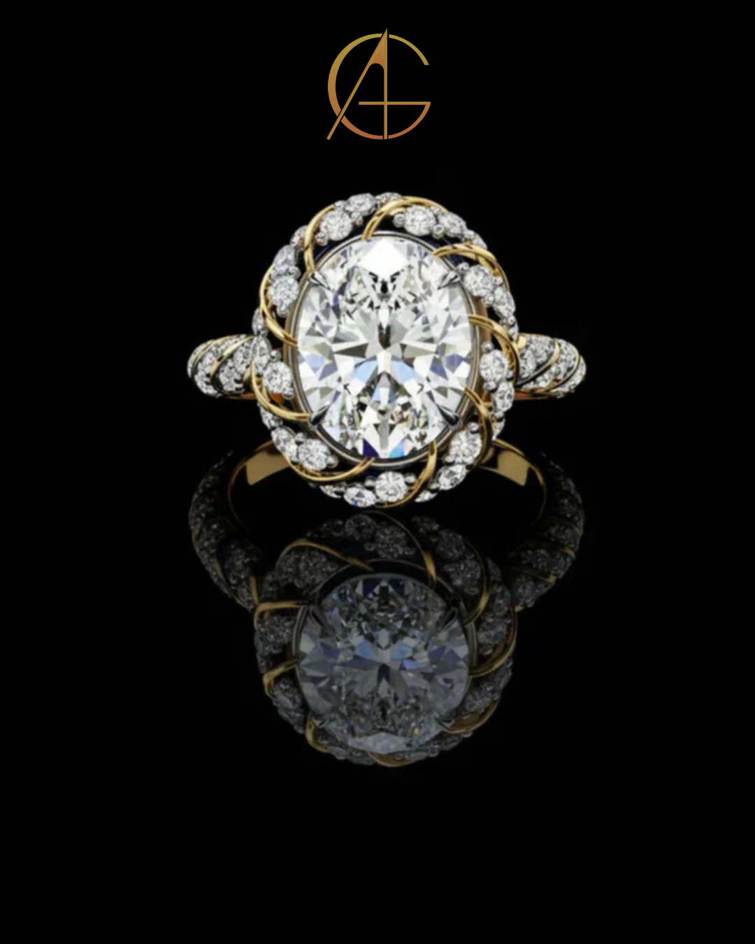 2.42 CT Dainty Oval Cut Moissanite Diamond Petal Halo Ring A Blend of Floral Elegance