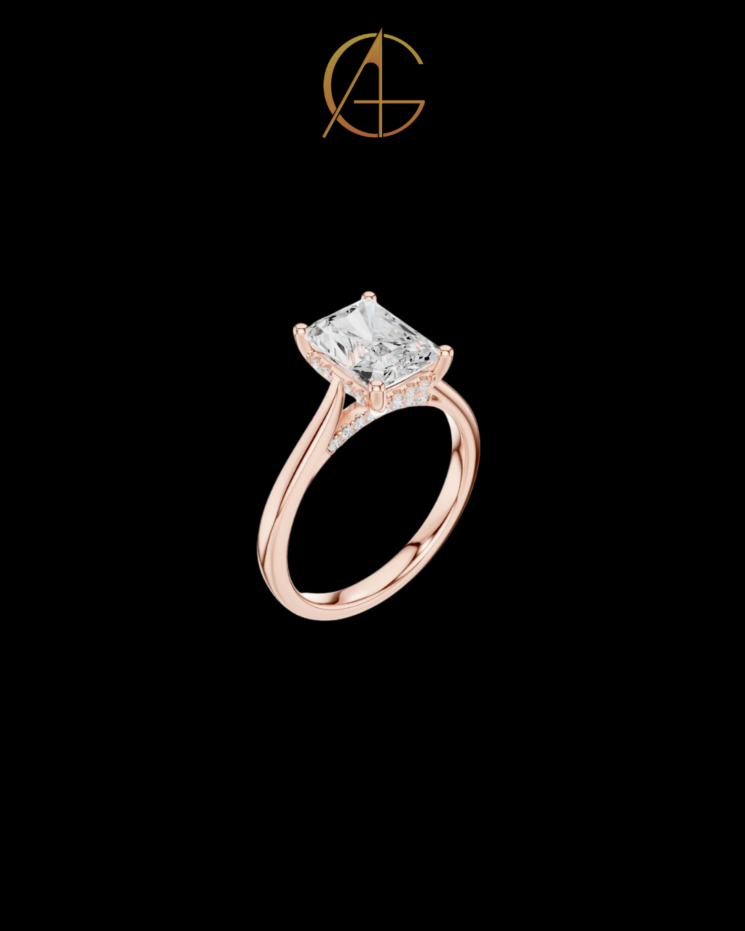 2.47 CT Delicate Radiant Cut Moissanite Diamond Solitaire Engagement Ring in Polished Gold