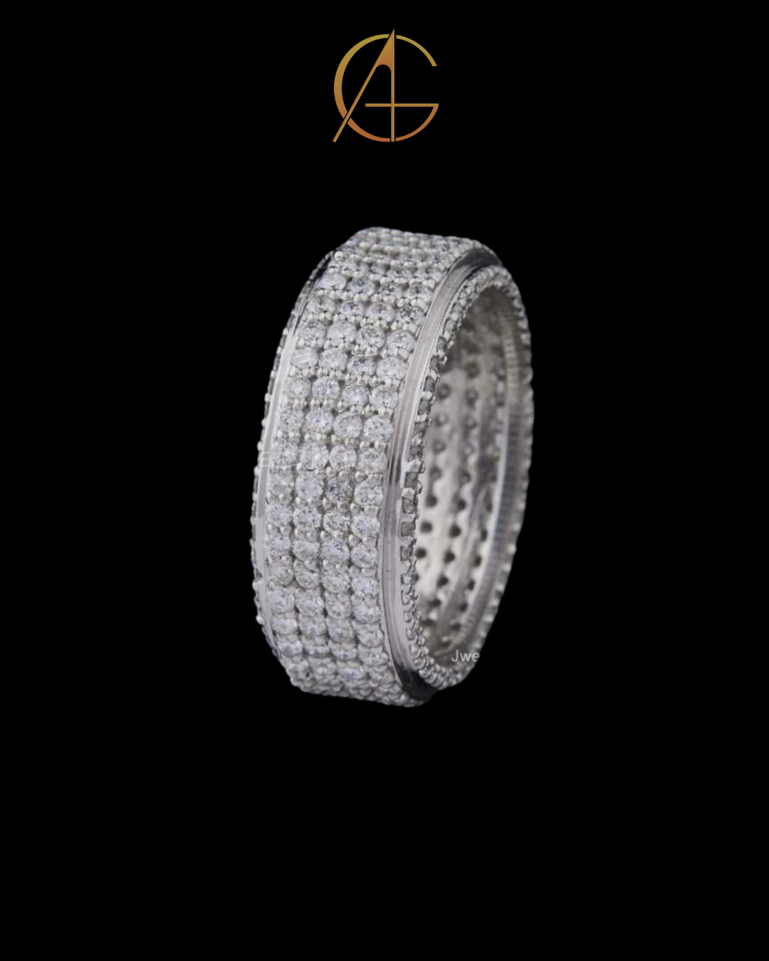 2.07 TCW Opulent Four Row Pave Moissanite Diamond Men’s Eternity Band High Sparkle Ring