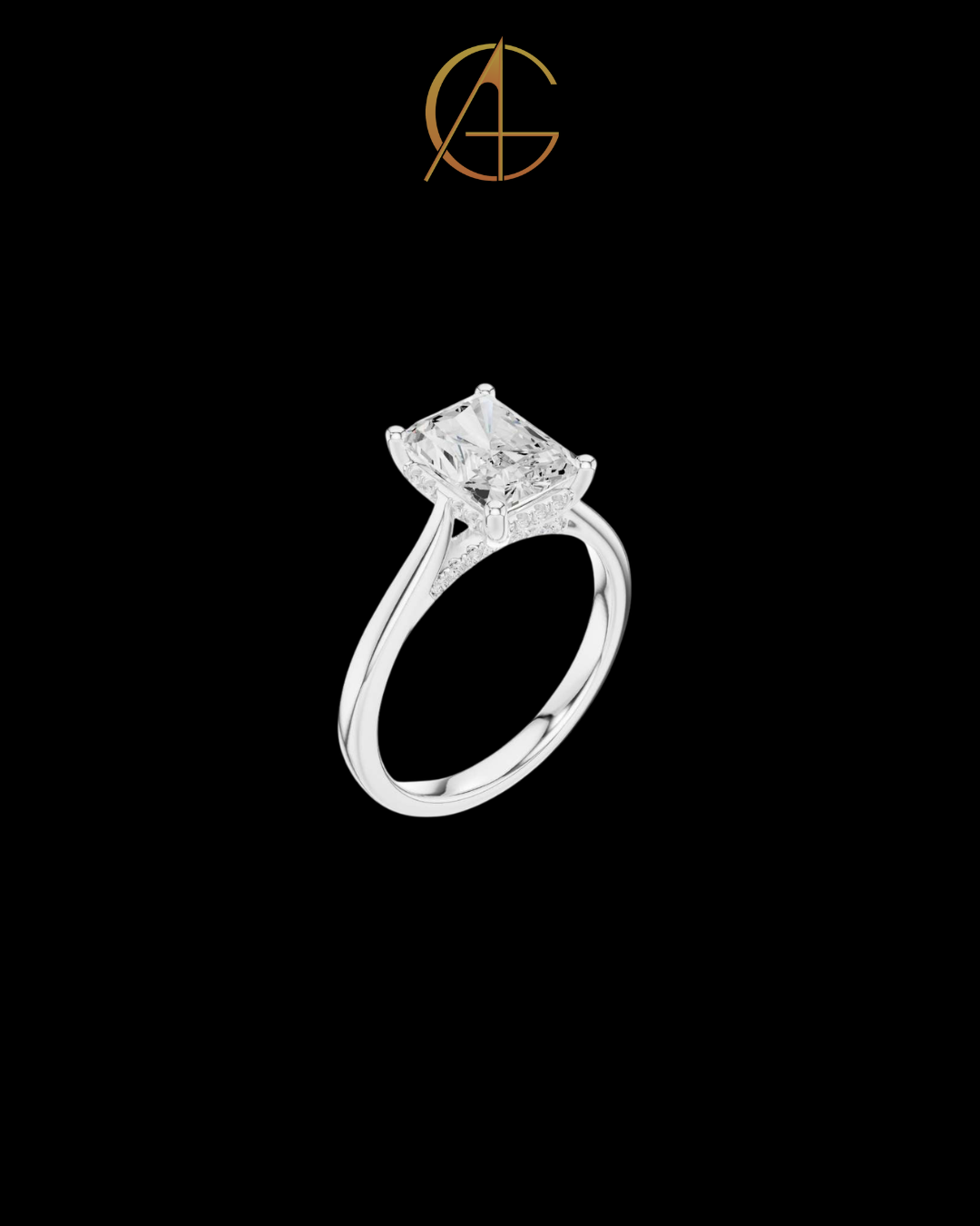 2.47 CT Delicate Radiant Cut Moissanite Diamond Solitaire Engagement Ring in Polished Gold