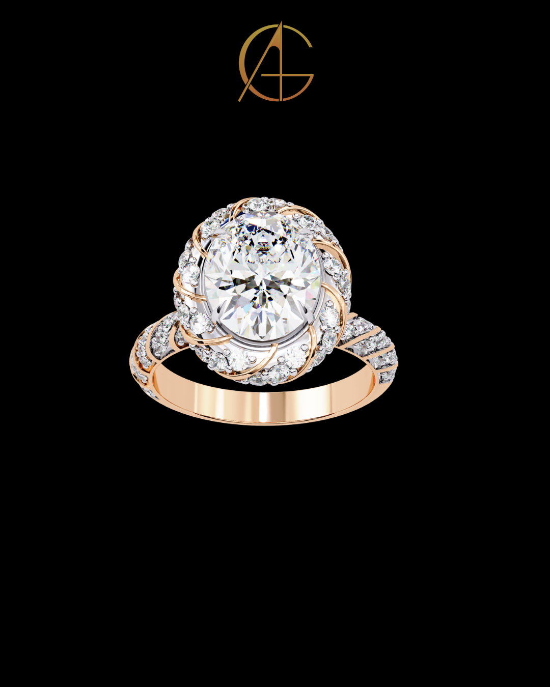 2.42 CT Dainty Oval Cut Moissanite Diamond Petal Halo Ring A Blend of Floral Elegance