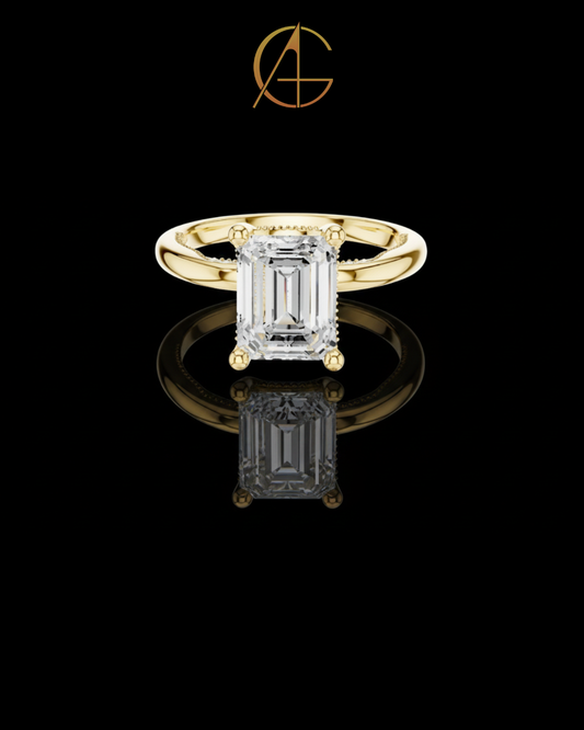 2.50 CT Premium Emerald Cut Moissanite Diamond Solitaire Ring with Four Prong Setting