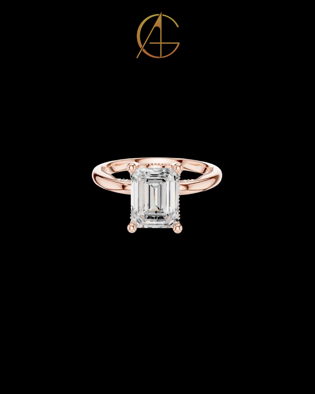 2.50 CT Premium Emerald Cut Moissanite Diamond Solitaire Ring with Four Prong Setting