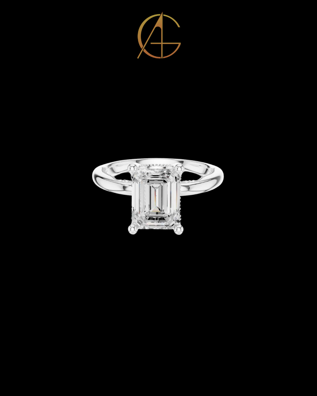 2.50 CT Premium Emerald Cut Moissanite Diamond Solitaire Ring with Four Prong Setting