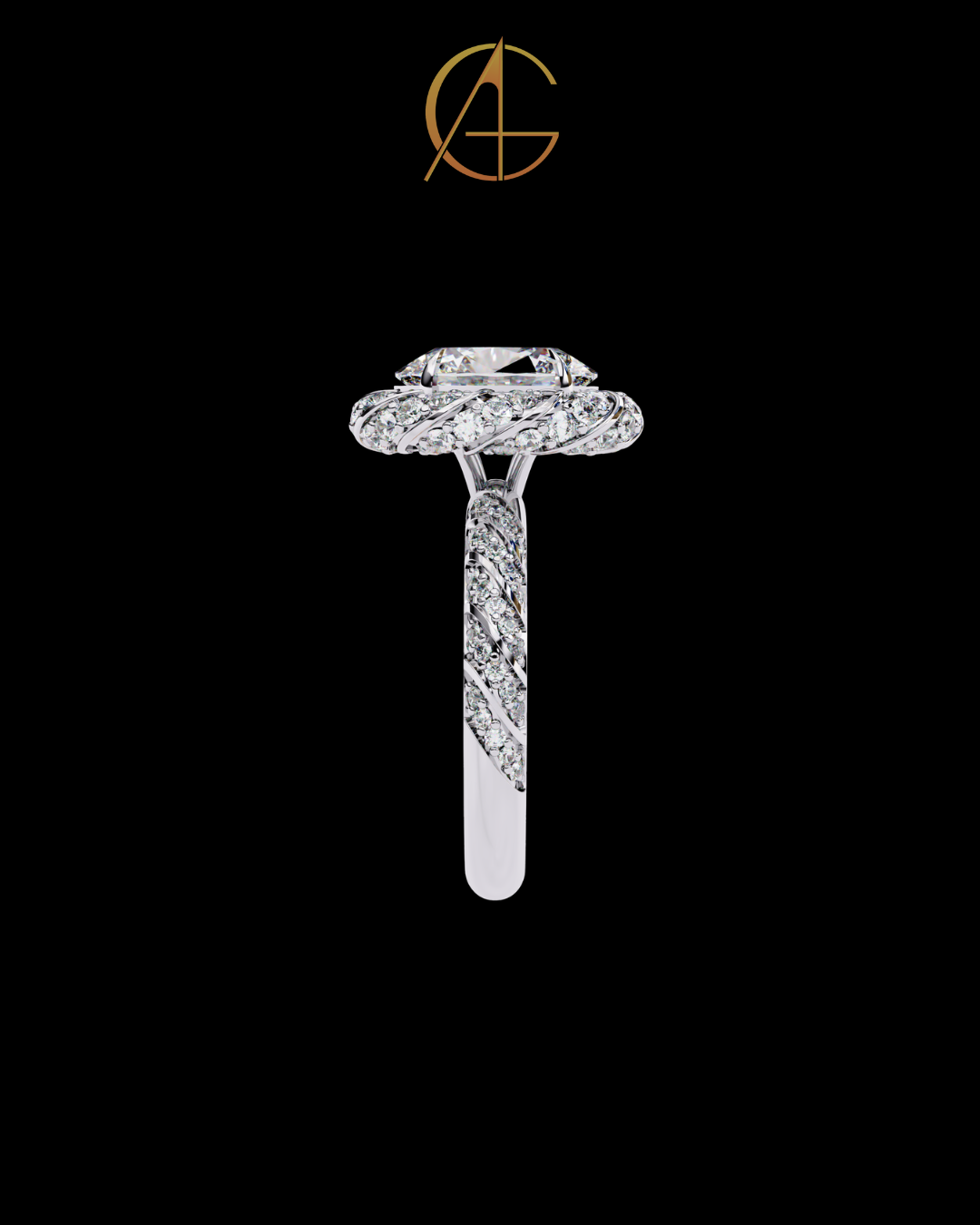 2.42 CT Dainty Oval Cut Moissanite Diamond Petal Halo Ring A Blend of Floral Elegance