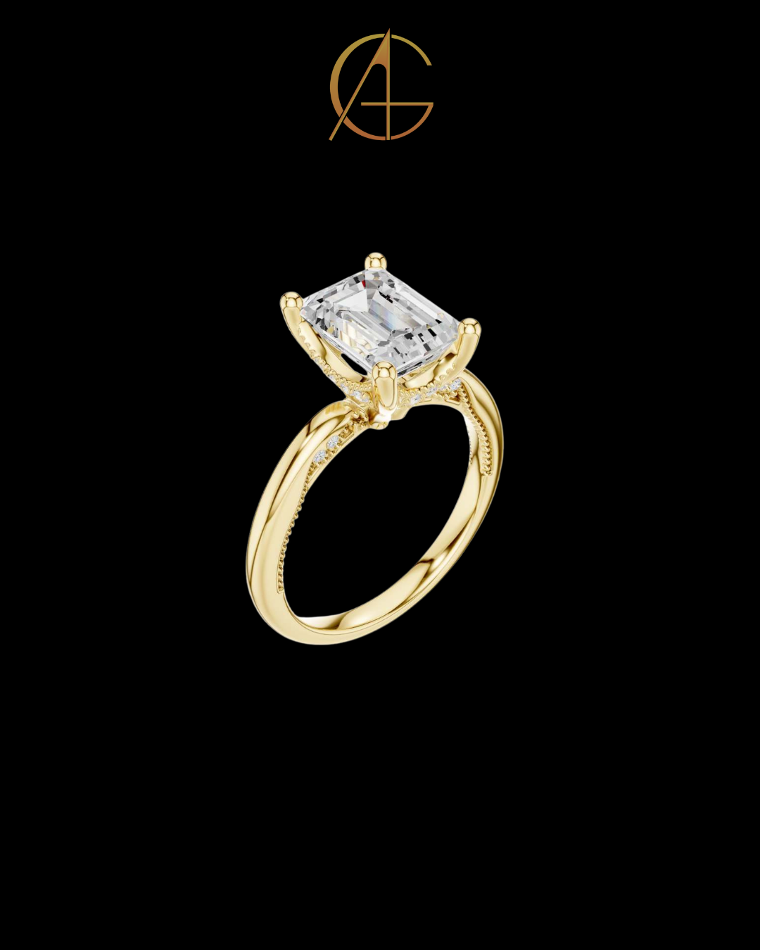 2.50 CT Premium Emerald Cut Moissanite Diamond Solitaire Ring with Four Prong Setting