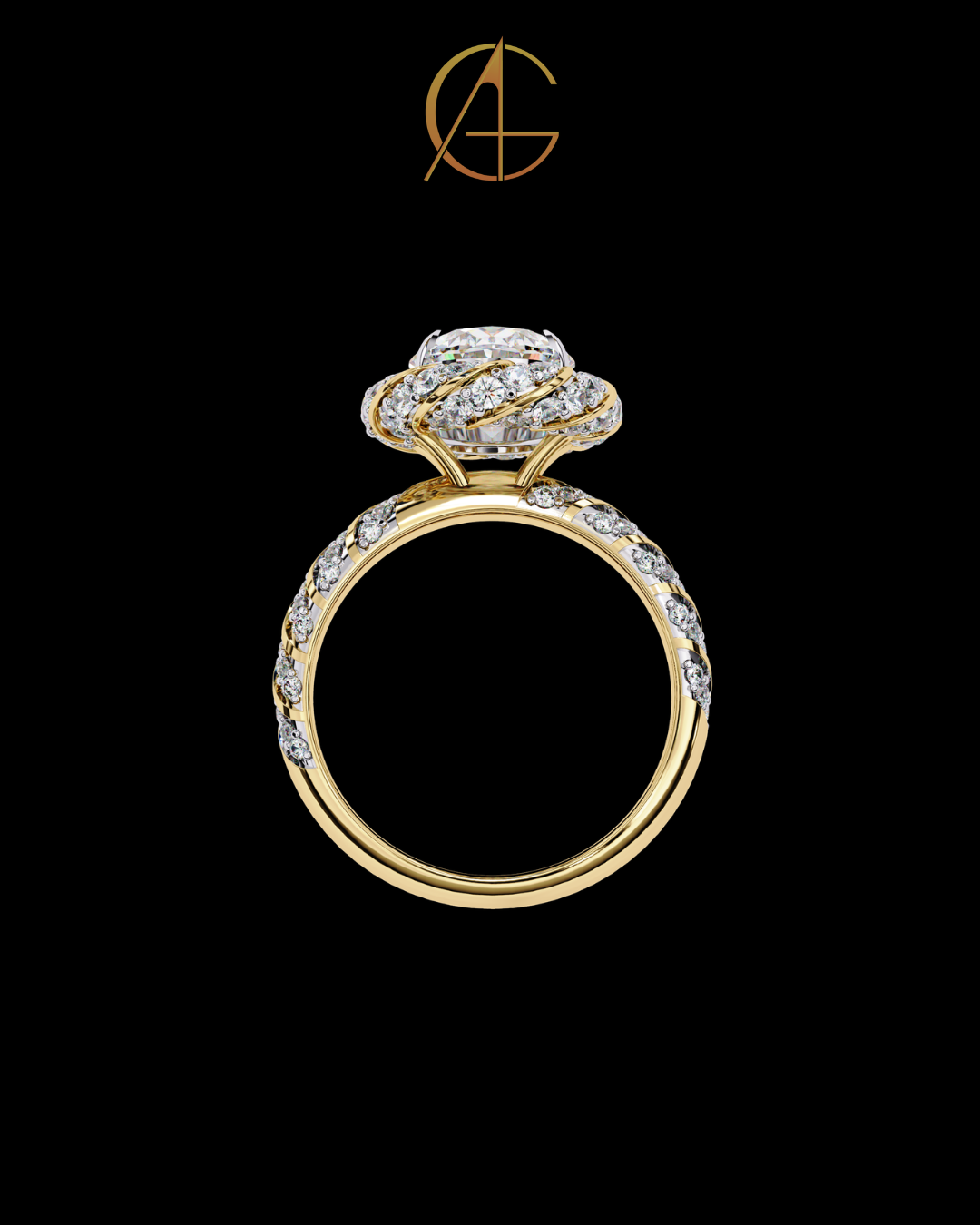 2.42 CT Dainty Oval Cut Moissanite Diamond Petal Halo Ring A Blend of Floral Elegance
