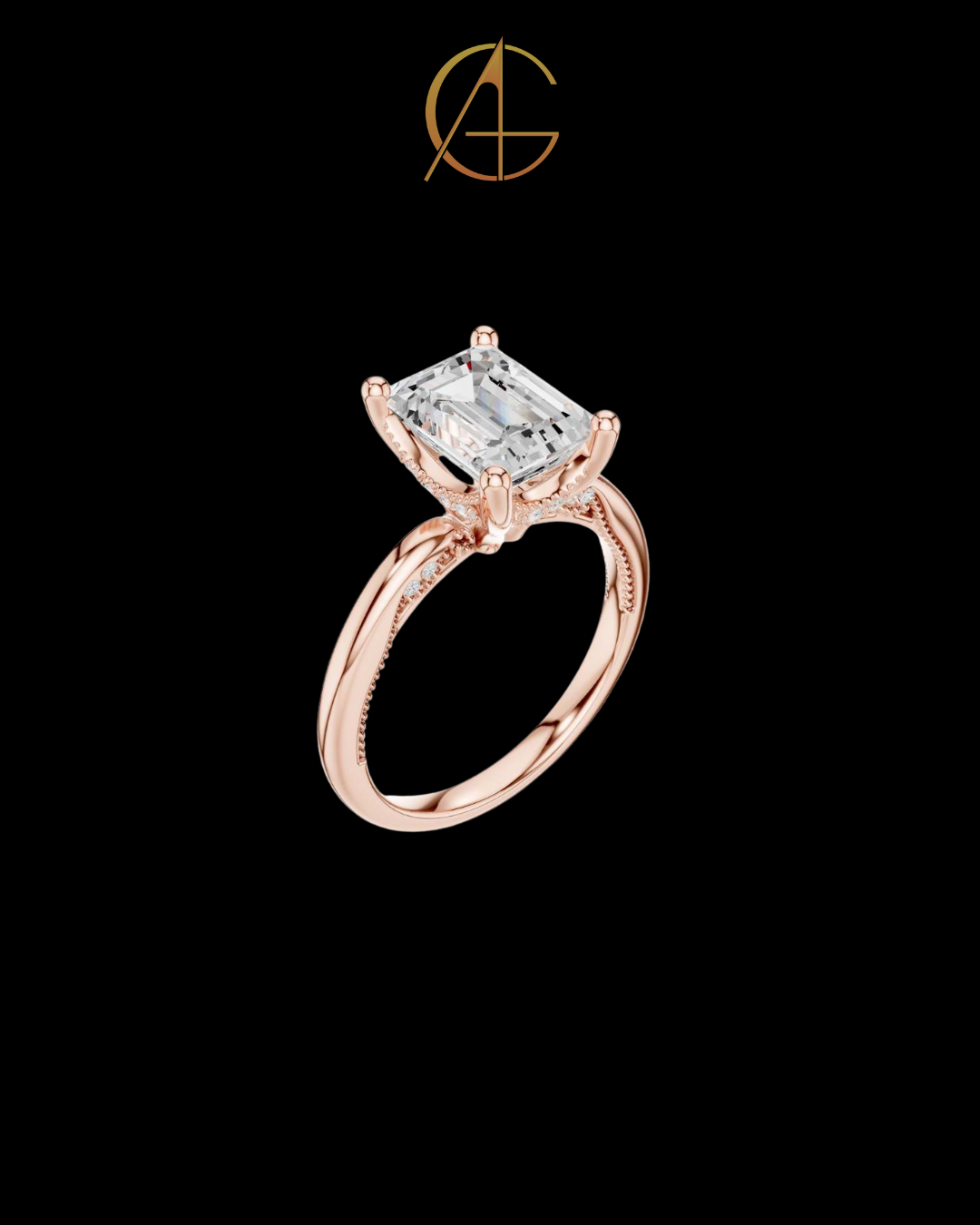 2.50 CT Premium Emerald Cut Moissanite Diamond Solitaire Ring with Four Prong Setting
