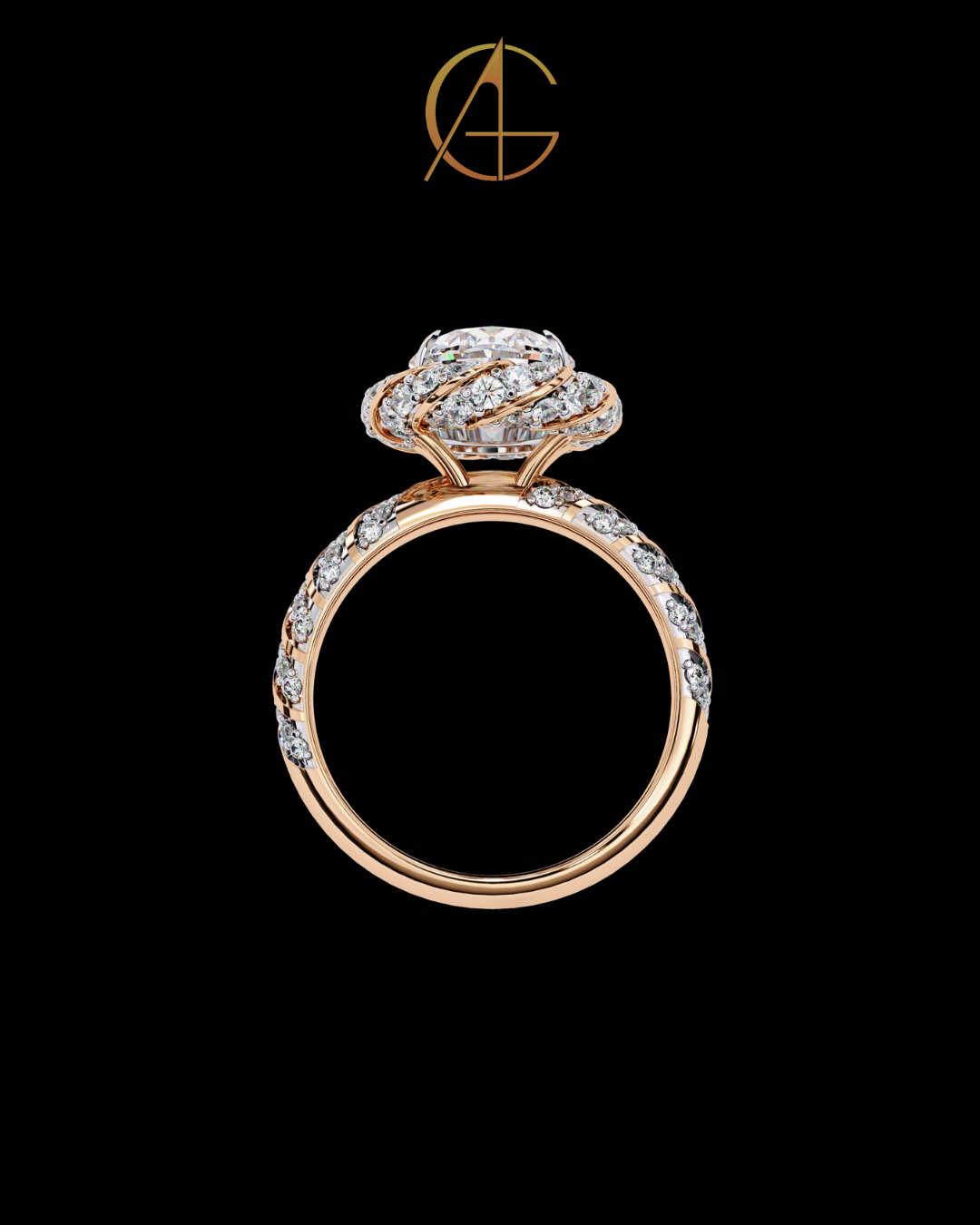 2.42 CT Dainty Oval Cut Moissanite Diamond Petal Halo Ring A Blend of Floral Elegance