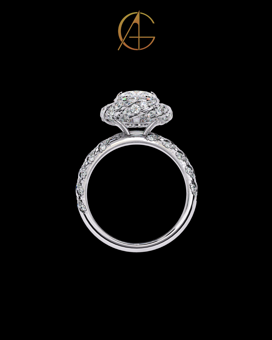 2.42 CT Dainty Oval Cut Moissanite Diamond Petal Halo Ring A Blend of Floral Elegance