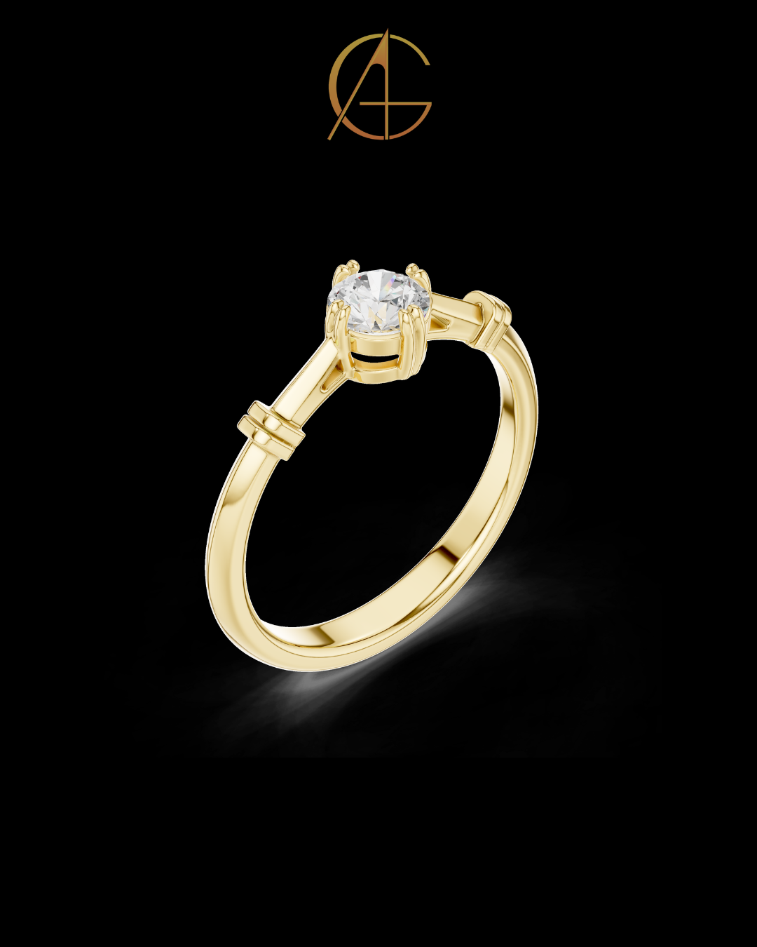 0.35 TCW Solitaire Moissanite Diamond Ring with Sculpted Band Detailing in Lustrous