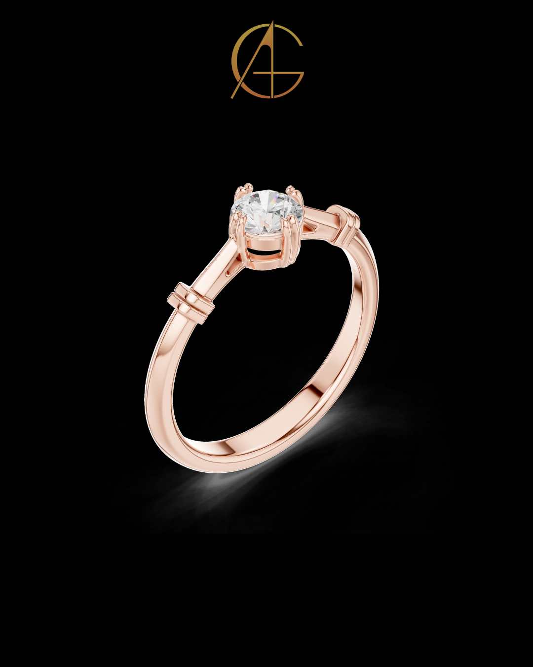 0.35 TCW Solitaire Moissanite Diamond Ring with Sculpted Band Detailing in Lustrous