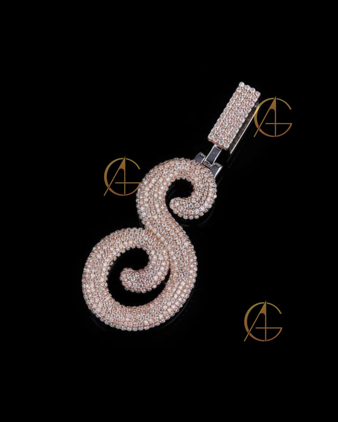 One Letter Pendnet With Two Tone and Moissonite Round Cut diamnd Pendent by Auren