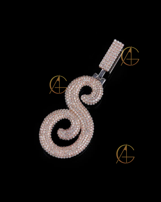 One Letter Pendnet With Two Tone and Moissonite Round Cut diamnd Pendent by Auren