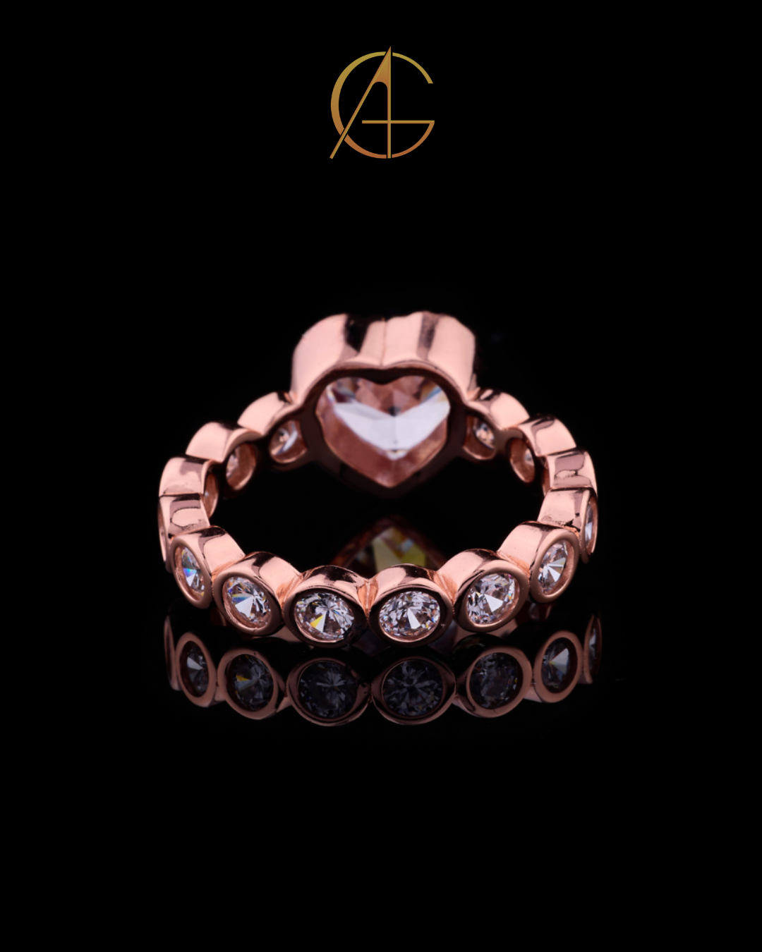 1.00 CT Romantic Heart Shaped Moissanite Diamond Eternity Ring with Bezel Set Accents For Proposal