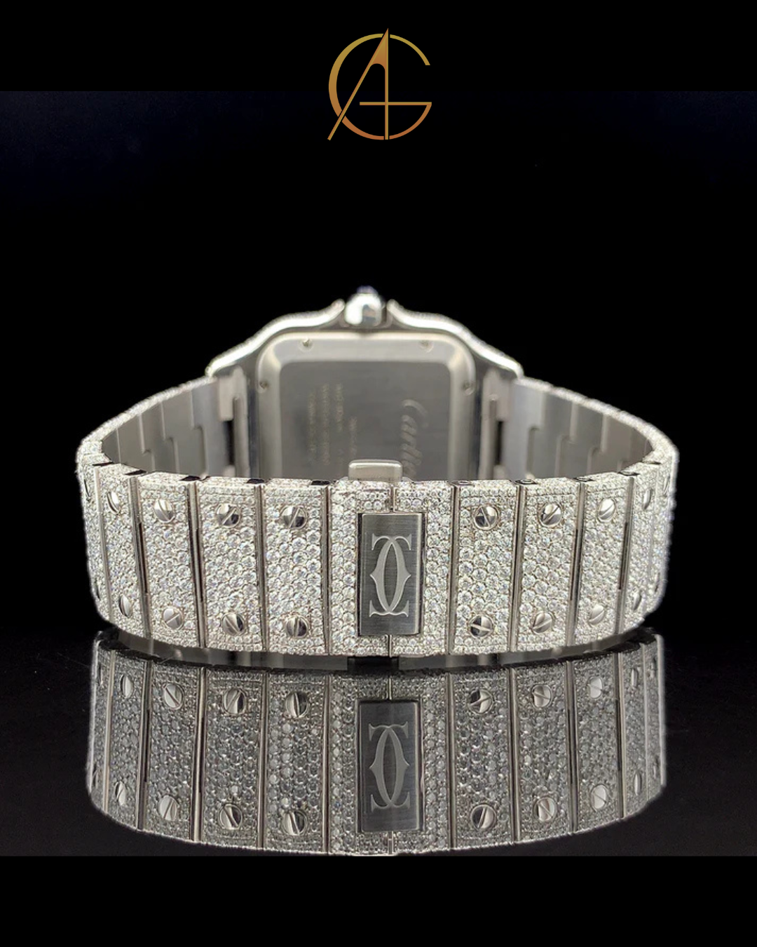 Cartier Silver with Roman Dial Diamond Watch