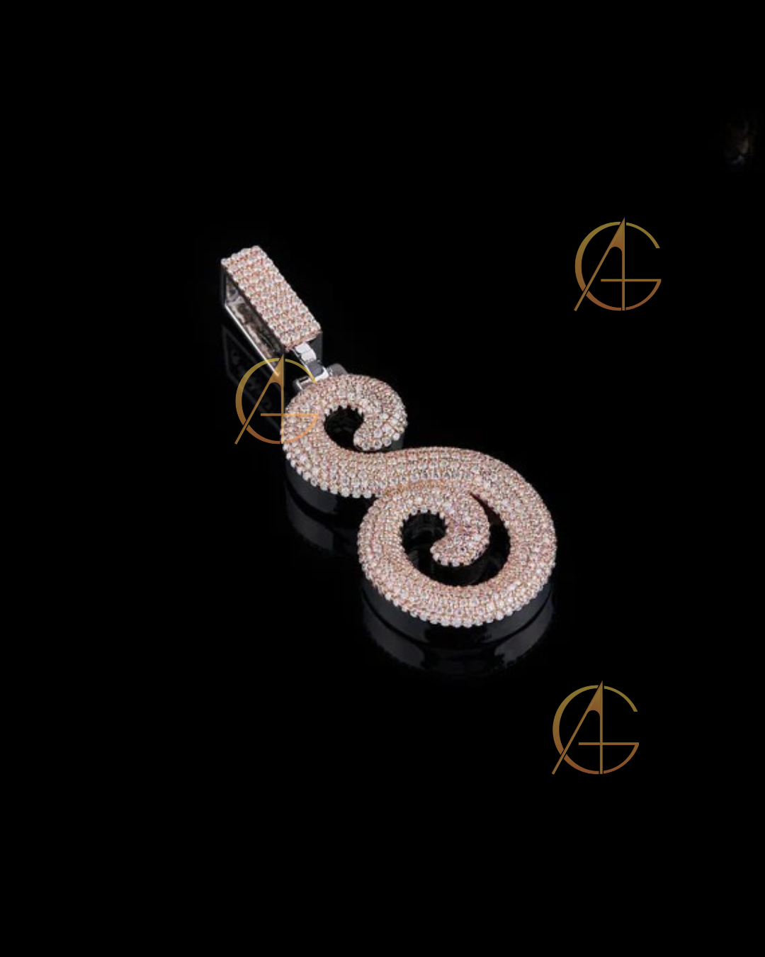 One Letter Pendnet With Two Tone and Moissonite Round Cut diamnd Pendent by Auren