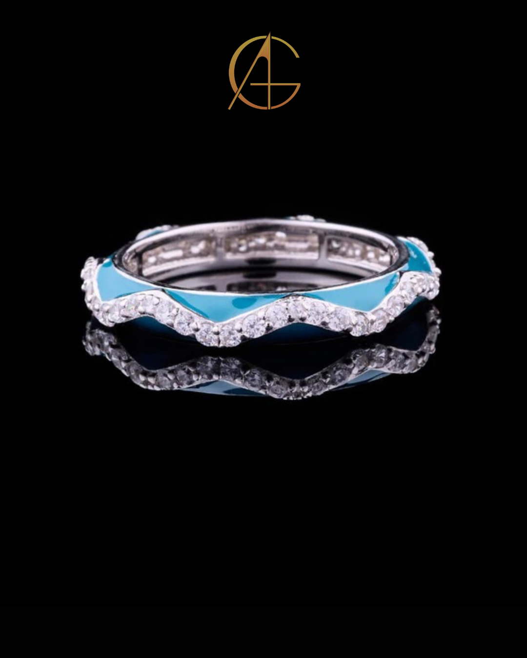 0.25 TCW Wave Pattern Moissanite Round Diamond Band with Modern Ocean Inspired Sparkle
