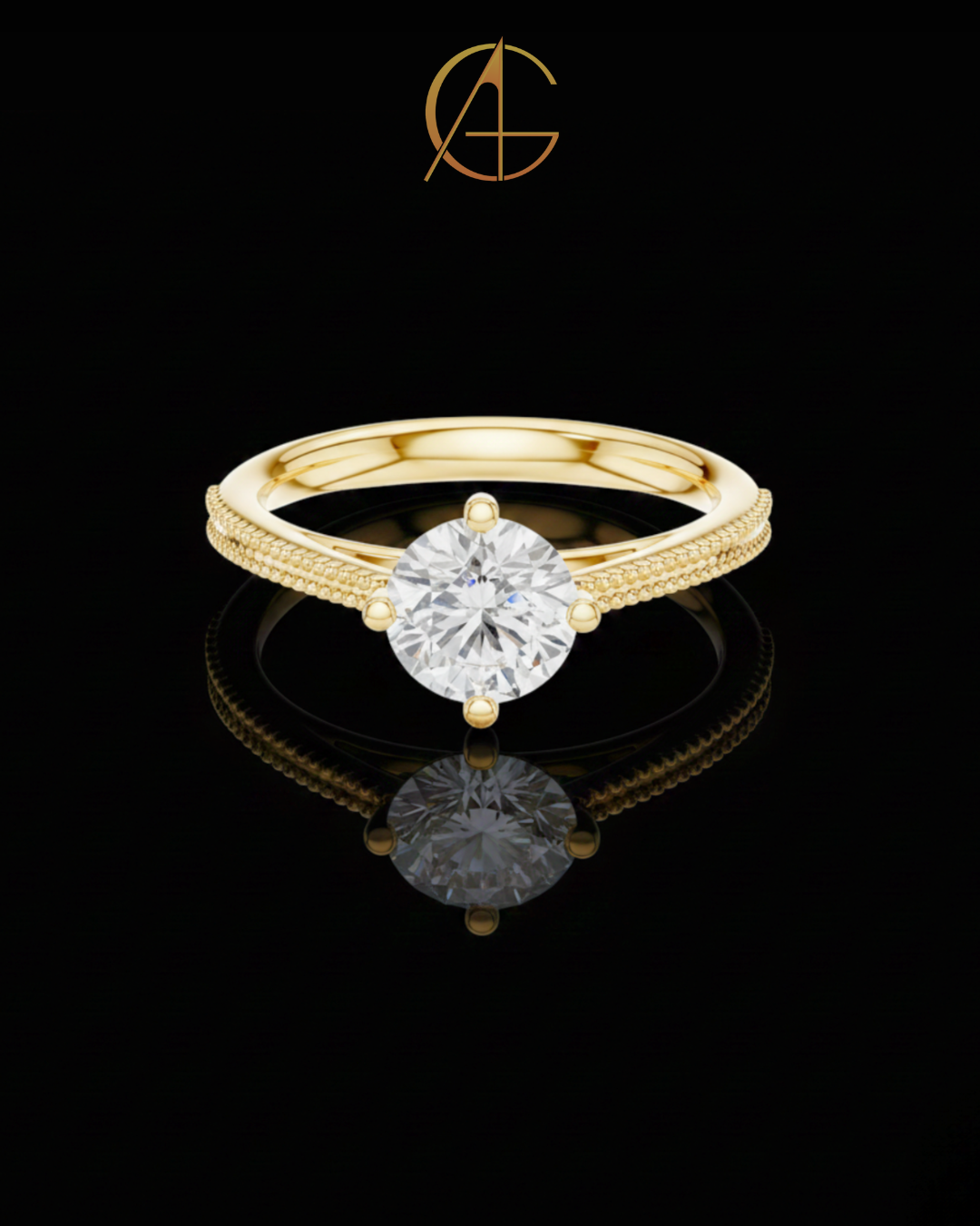 0.85 TCW Classic Round Brilliant Moissanite Diamond Milgrain Solitaire Engagement Minimalist Luxury Ring for Her