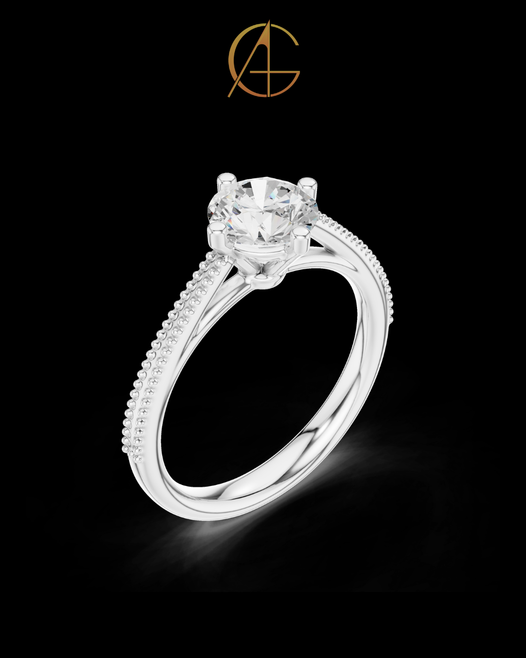 0.85 TCW Classic Round Brilliant Moissanite Diamond Milgrain Solitaire Engagement Minimalist Luxury Ring for Her