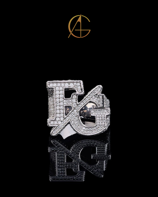 Custom Iced Out Initial Letter Ring – Luxury Hip Hop Moissanite Diamond Personalised Jewelry