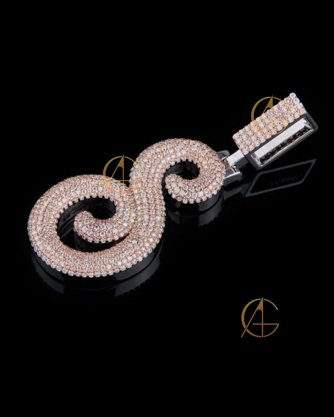 One Letter Pendnet With Two Tone and Moissonite Round Cut diamnd Pendent by Auren