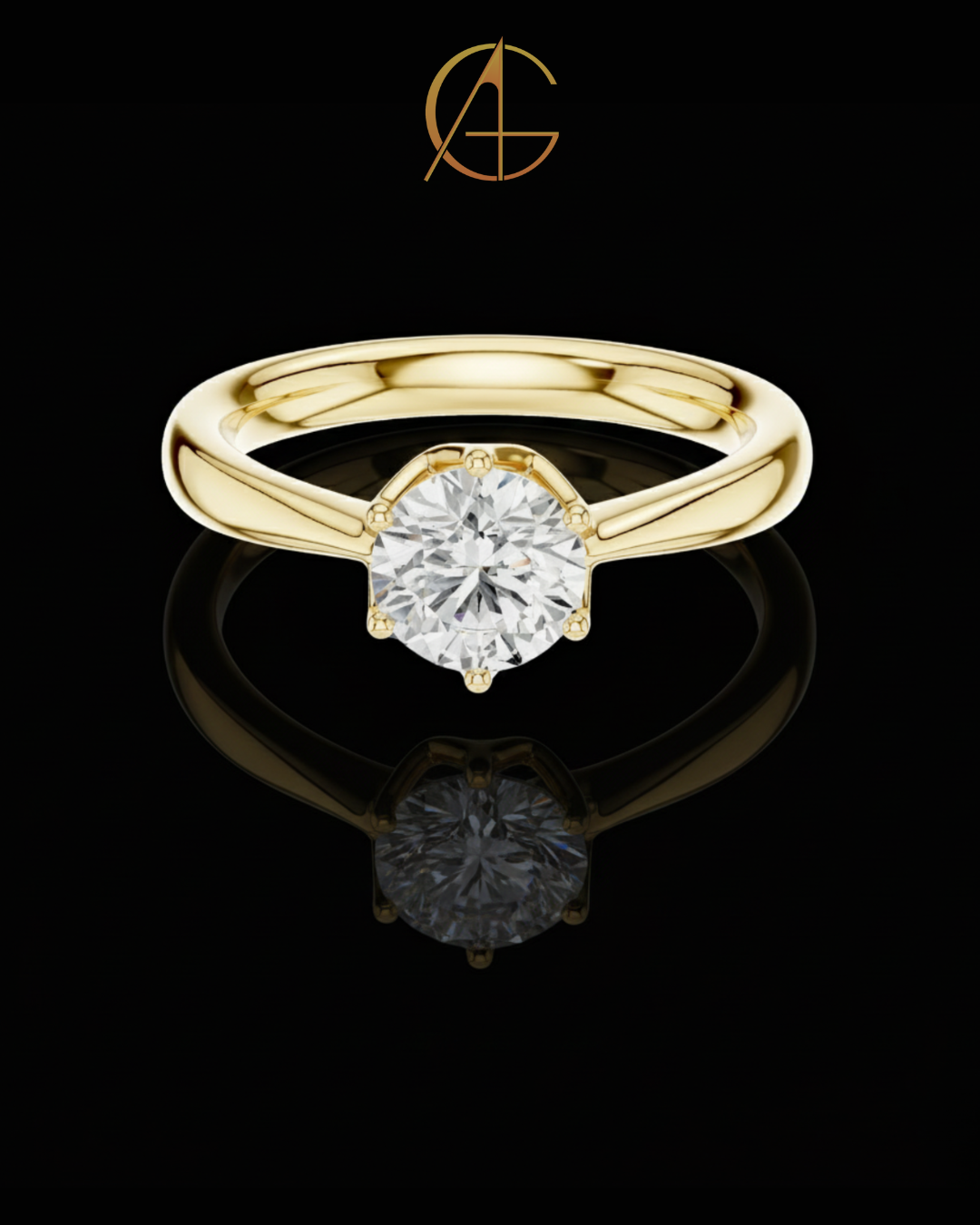 0.9 TCW Luxury Solitaire Ring with Brilliant Round Center Moissanite Diamond Six Prong Luxury Design For Her