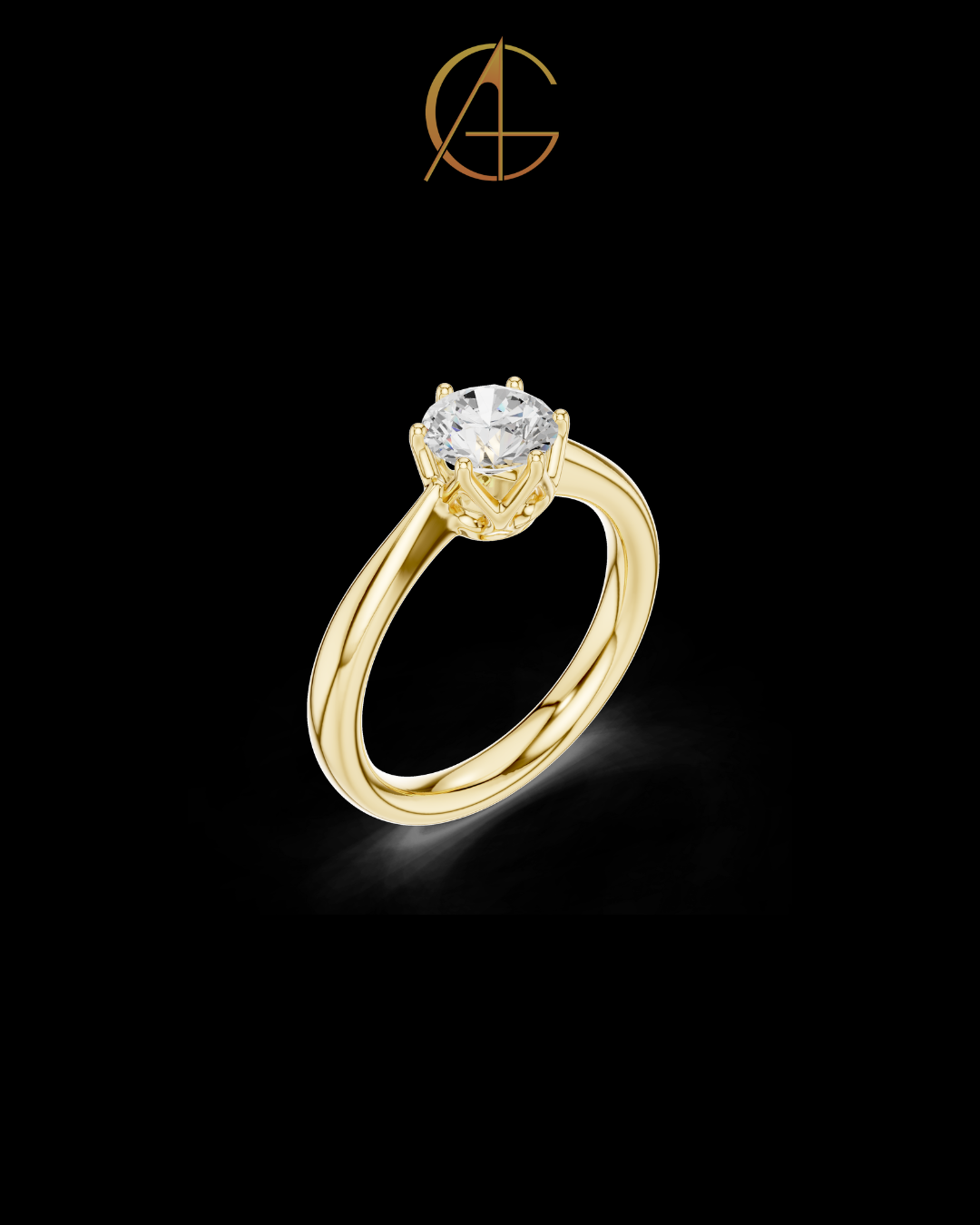 0.9 TCW Luxury Solitaire Ring with Brilliant Round Center Moissanite Diamond Six Prong Luxury Design For Her