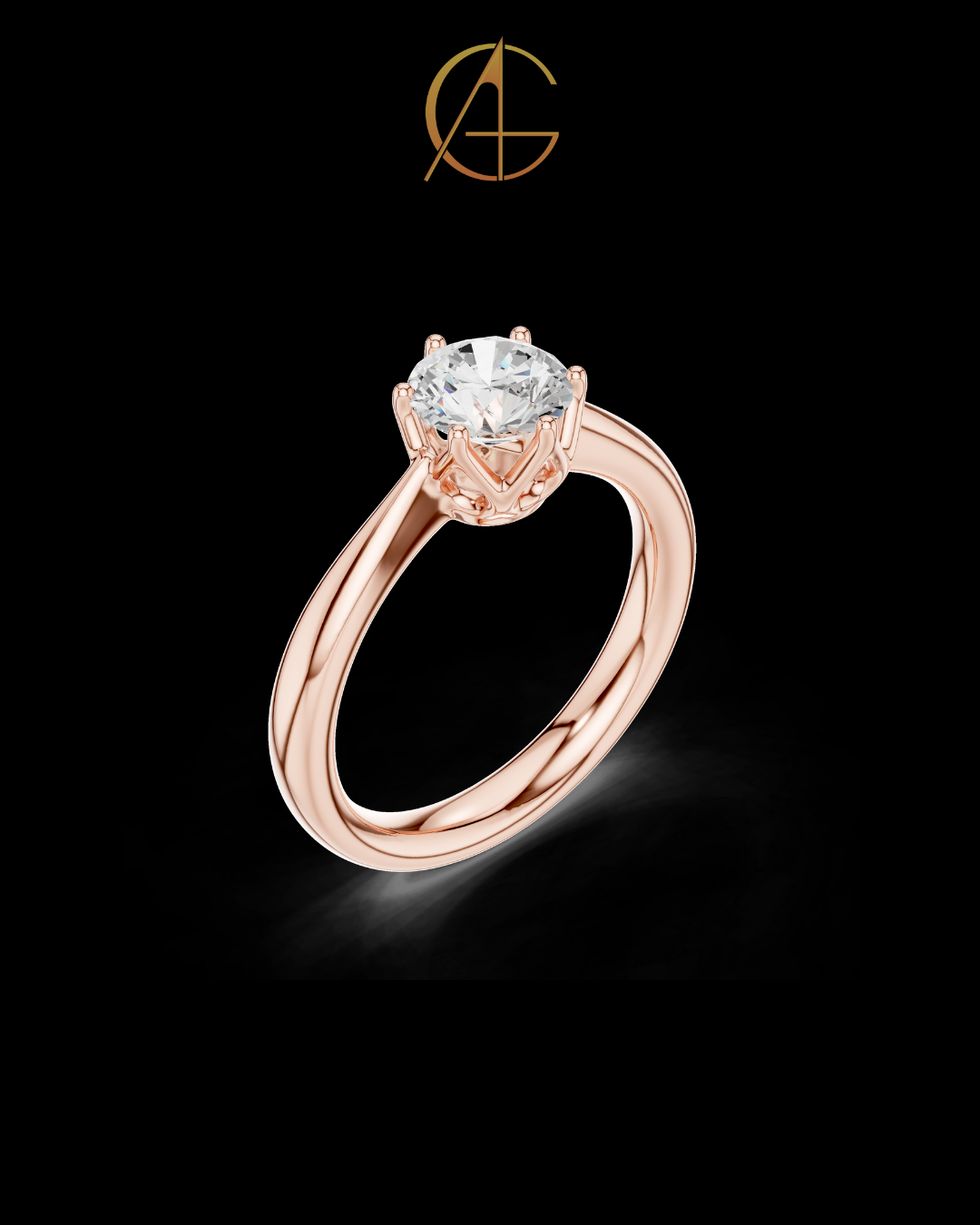 0.9 TCW Luxury Solitaire Ring with Brilliant Round Center Moissanite Diamond Six Prong Luxury Design For Her