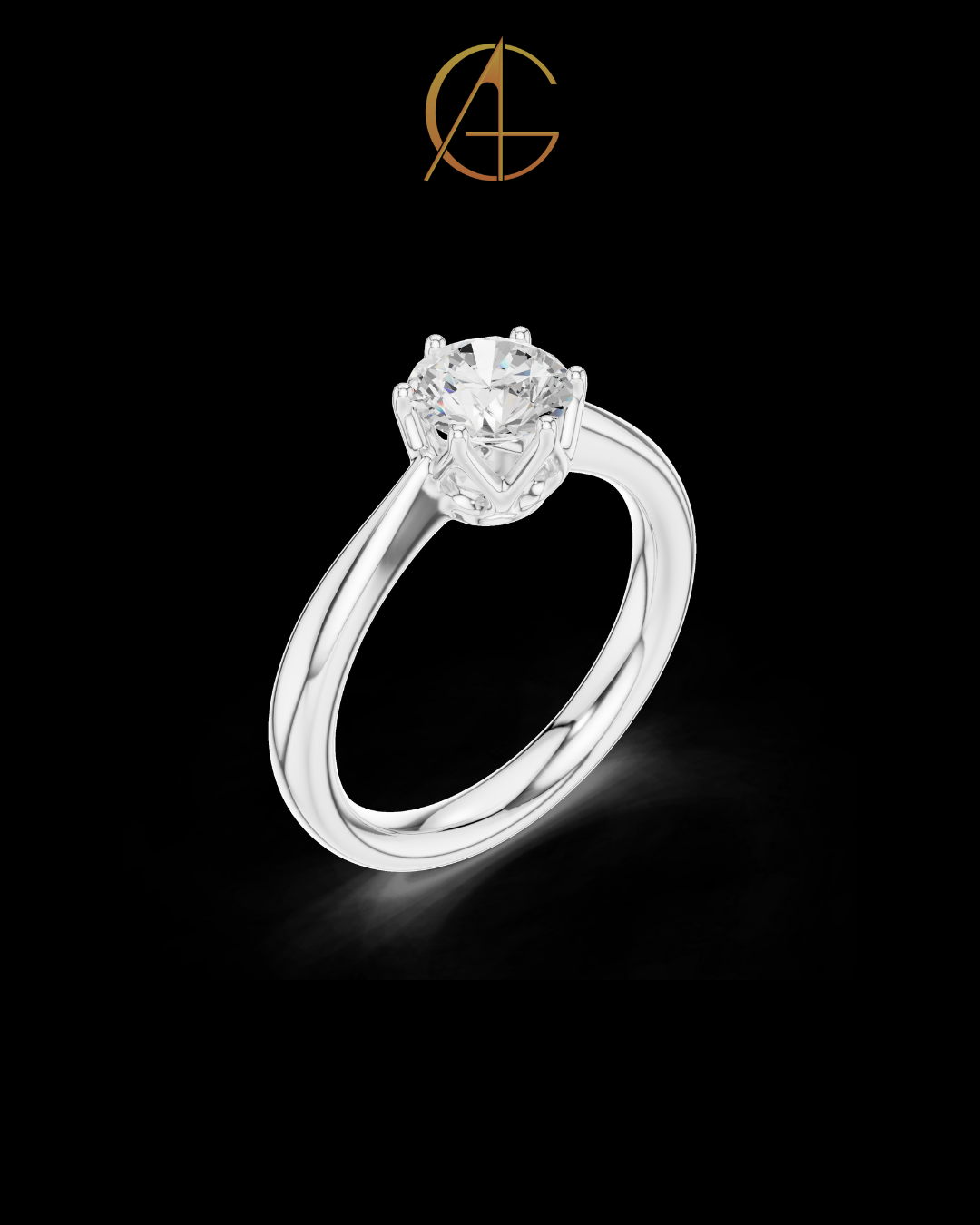 0.9 TCW Luxury Solitaire Ring with Brilliant Round Center Moissanite Diamond Six Prong Luxury Design For Her