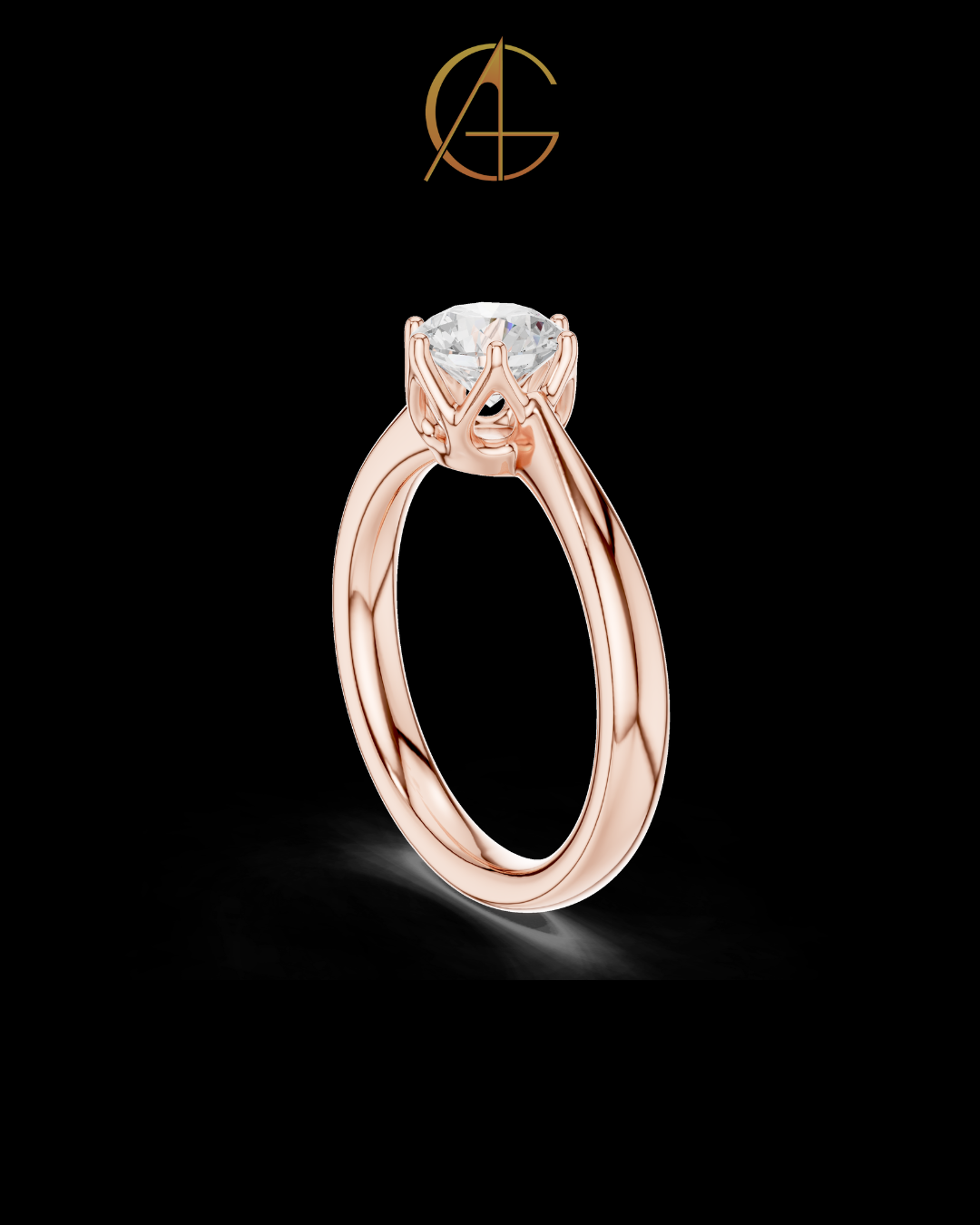 0.9 TCW Luxury Solitaire Ring with Brilliant Round Center Moissanite Diamond Six Prong Luxury Design For Her